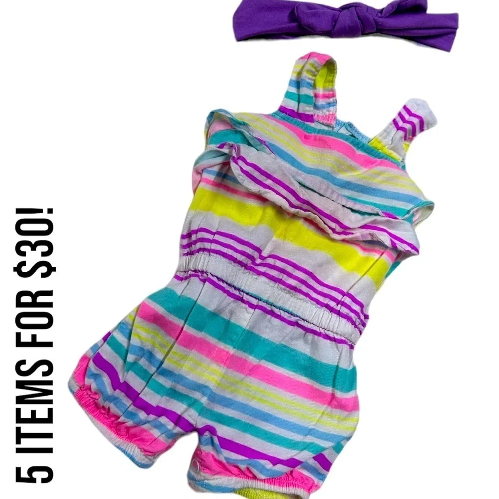 Carter’s 0-3m Baby Girl Romper & Headpiece Matching​